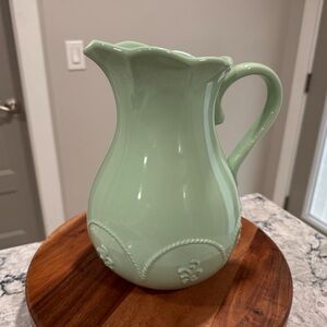 Princess House Green Ceramic Pitcher